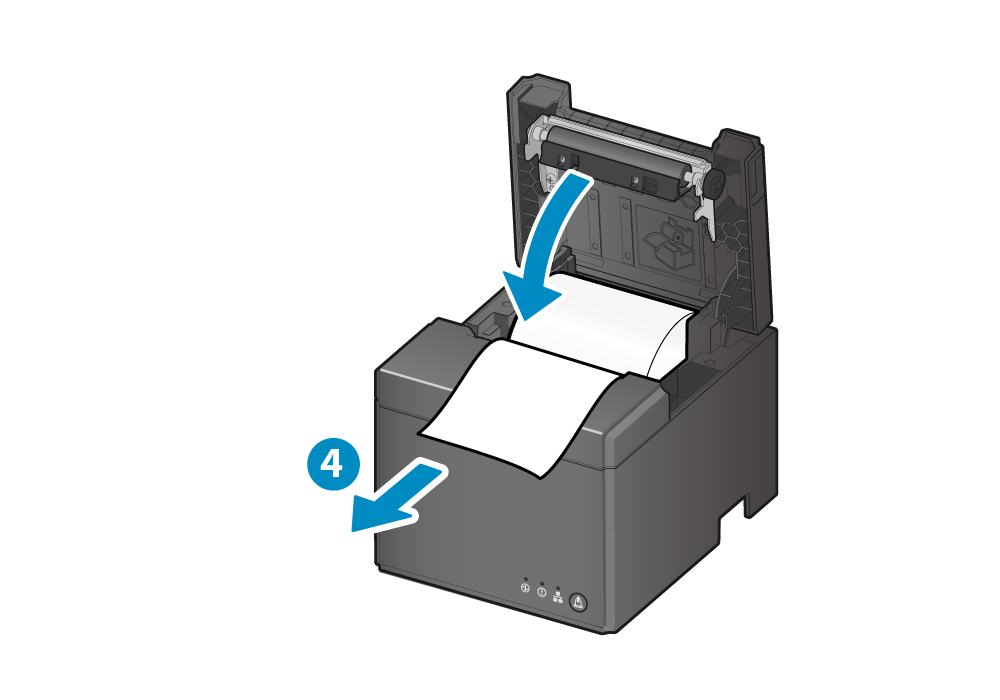 請拉直紙張末端，再關閉上蓋。