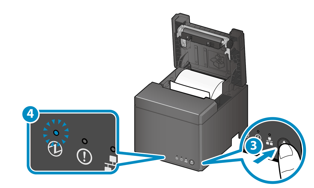 藍色電源 LED 燈閃爍 (0.25 秒間隔)。