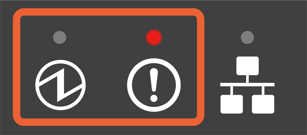 電源 LED 燈熄滅，錯誤 LED 燈閃爍 4 次。