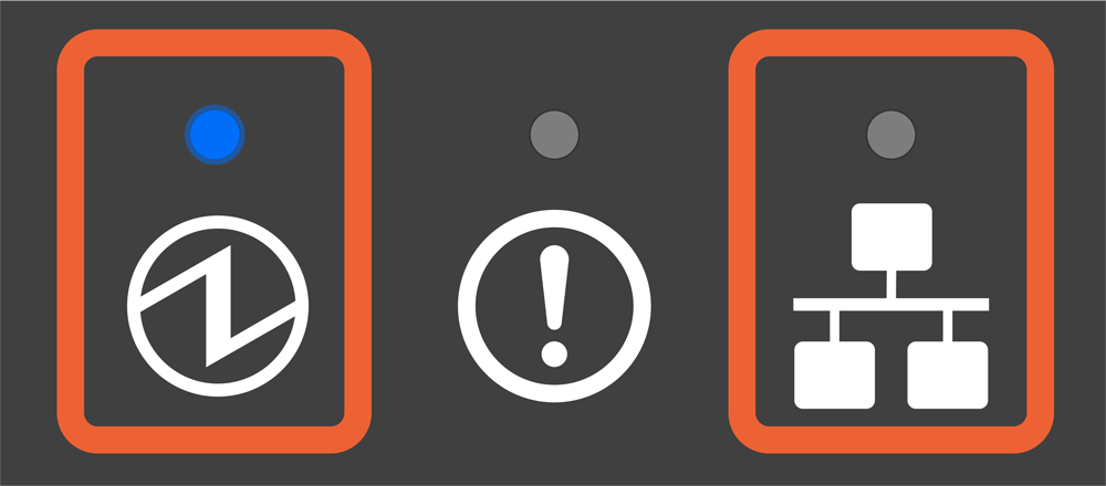 電源 LED 燈恆亮，網路 LED 燈熄滅。