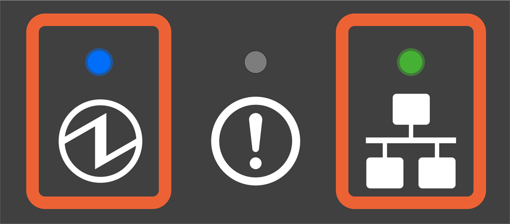 電源 LED 燈恆亮，網路 LED 燈恆亮。