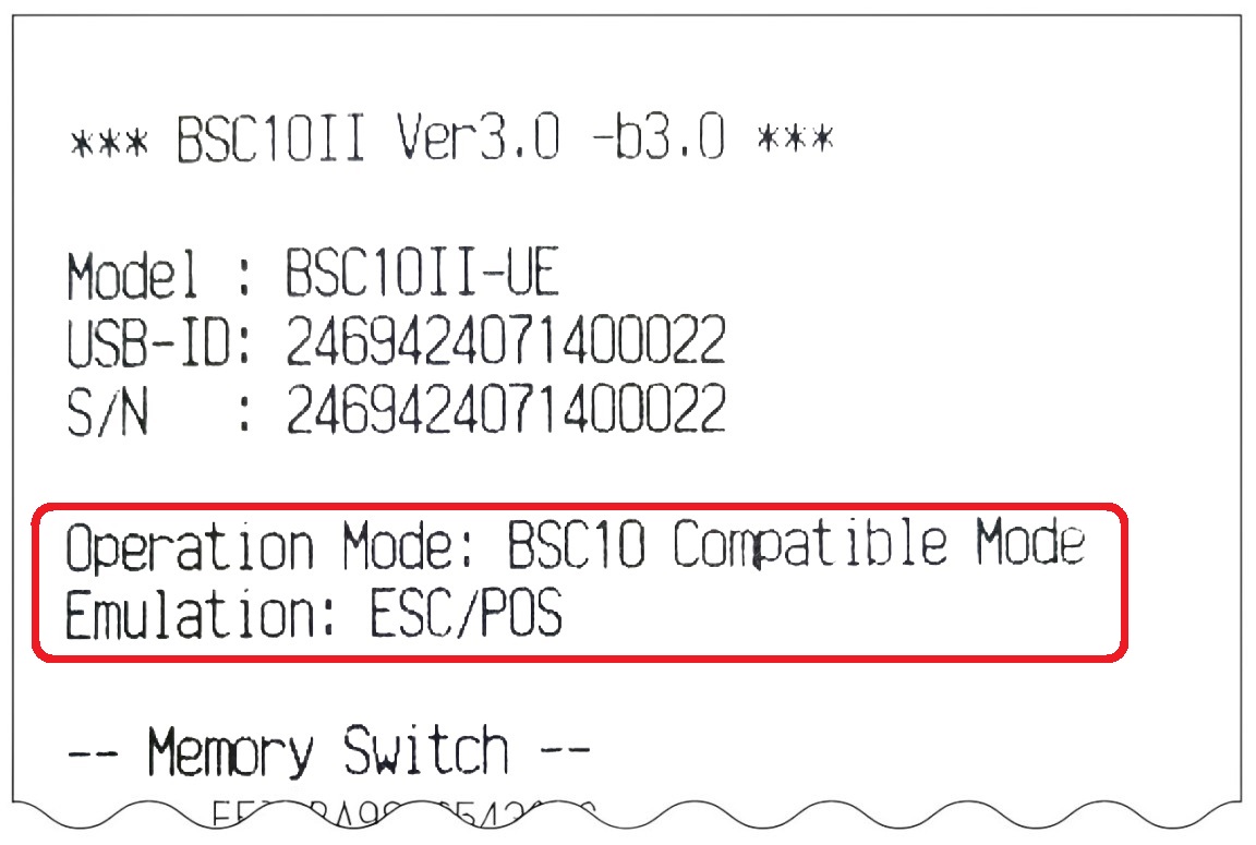 BSC10II Esc/Pos 操作模式